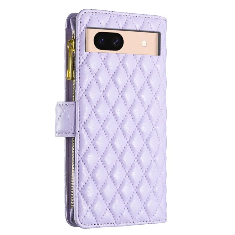 BINFEN COLOR BF Style-15 For Google Pixel 8a Case Zipper Wallet Leather Stand Cover
