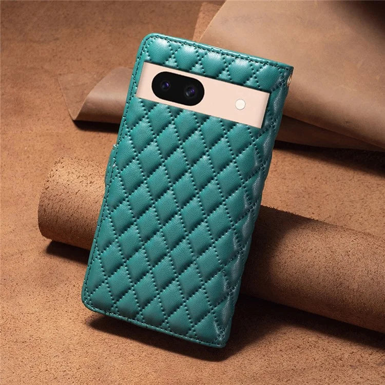 BINFEN COLOR BF Style-15 For Google Pixel 8a Case Zipper Wallet Leather Stand Cover