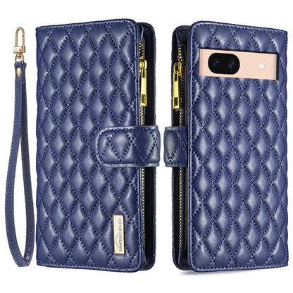 BINFEN COLOR BF Style-15 For Google Pixel 8a Case Zipper Wallet Leather Stand Cover