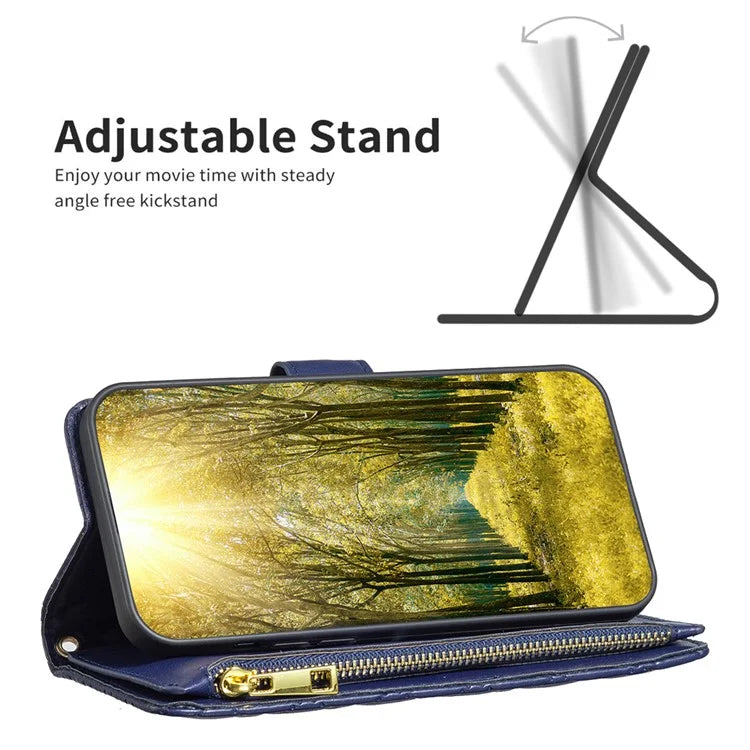 BINFEN COLOR BF Style-15 For Google Pixel 8a Case Zipper Wallet Leather Stand Cover