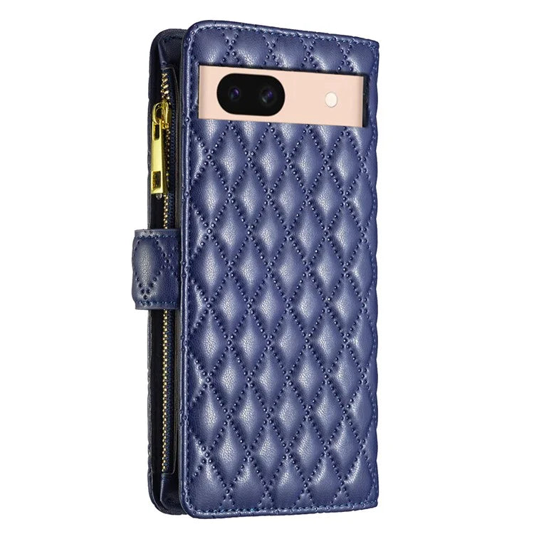 BINFEN COLOR BF Style-15 For Google Pixel 8a Case Zipper Wallet Leather Stand Cover