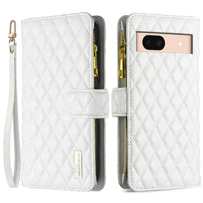 BINFEN COLOR BF Style-15 For Google Pixel 8a Case Zipper Wallet Leather Stand Cover