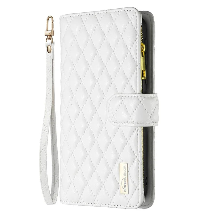 BINFEN COLOR BF Style-15 For Google Pixel 8a Case Zipper Wallet Leather Stand Cover