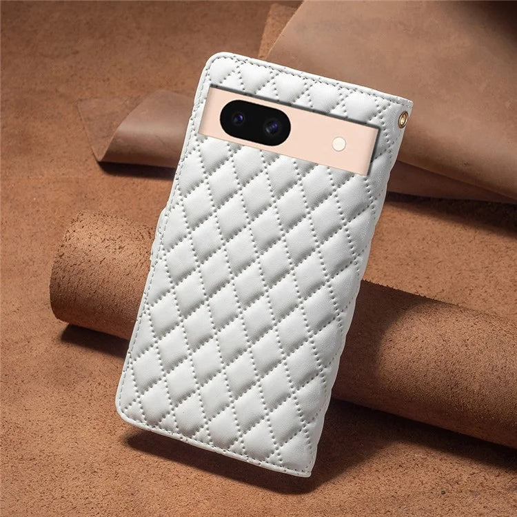 BINFEN COLOR BF Style-15 For Google Pixel 8a Case Zipper Wallet Leather Stand Cover