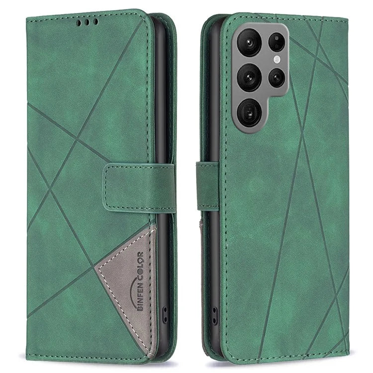 BINFEN COLOR BF05 For Samsung Galaxy S24 Ultra Case PU Leather Folio Flip Phone Cover
