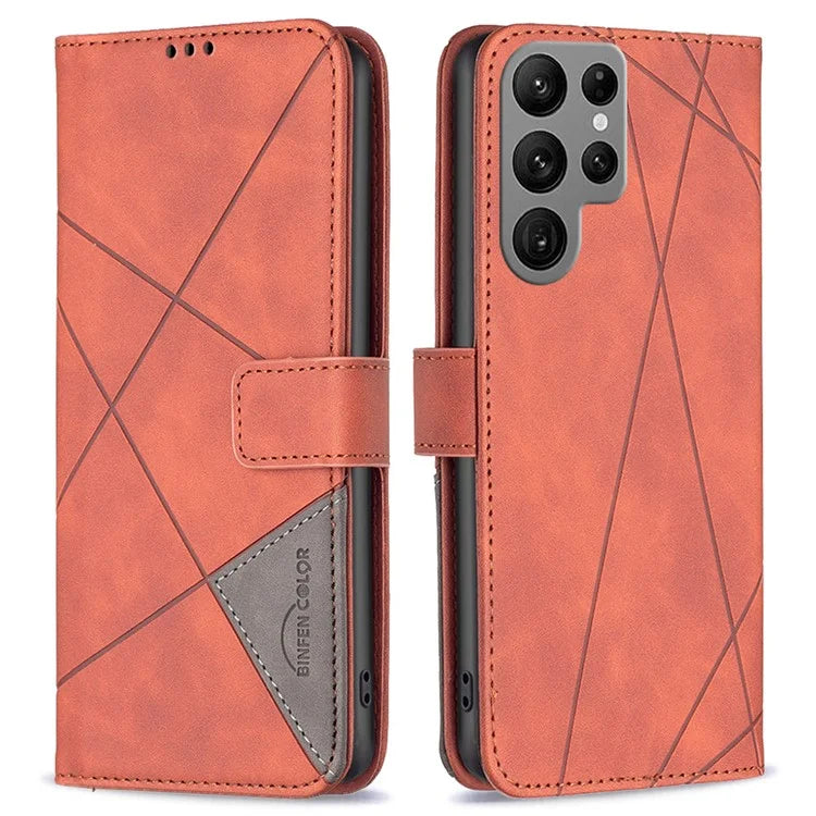 BINFEN COLOR BF05 For Samsung Galaxy S24 Ultra Case PU Leather Folio Flip Phone Cover