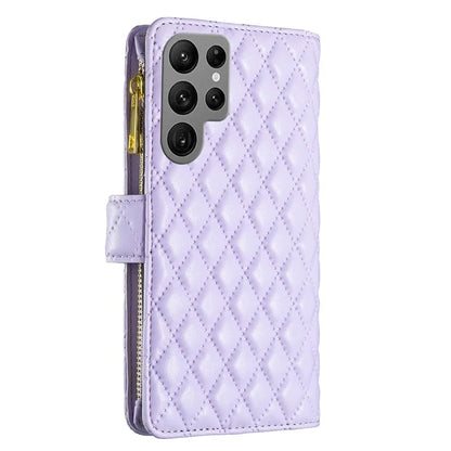 BINFEN COLOR BF Style-15 For Samsung Galaxy S24 Ultra Leather Case Zipper Wallet Phone Cover