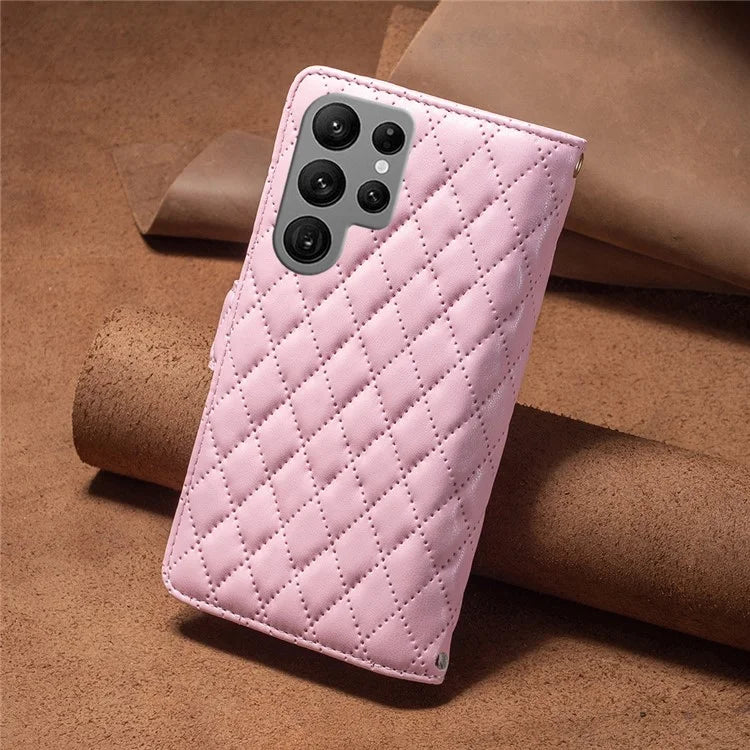 BINFEN COLOR BF Style-15 For Samsung Galaxy S24 Ultra Leather Case Zipper Wallet Phone Cover