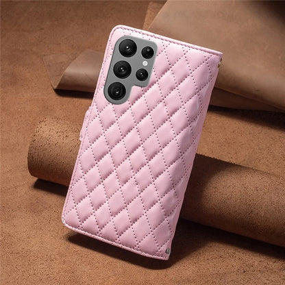 BINFEN COLOR BF Style-15 For Samsung Galaxy S24 Ultra Leather Case Zipper Wallet Phone Cover