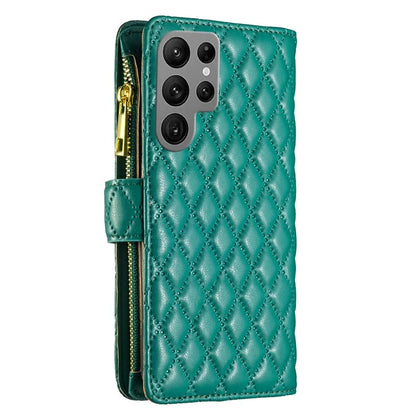 BINFEN COLOR BF Style-15 For Samsung Galaxy S24 Ultra Leather Case Zipper Wallet Phone Cover