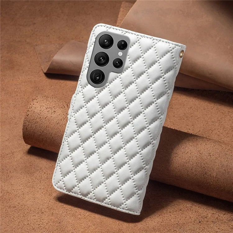 BINFEN COLOR BF Style-15 For Samsung Galaxy S24 Ultra Leather Case Zipper Wallet Phone Cover