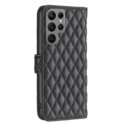 BINFEN COLOR BF Style-14 For Samsung Galaxy S24 Ultra Case Wallet Imprinted Leather Cover