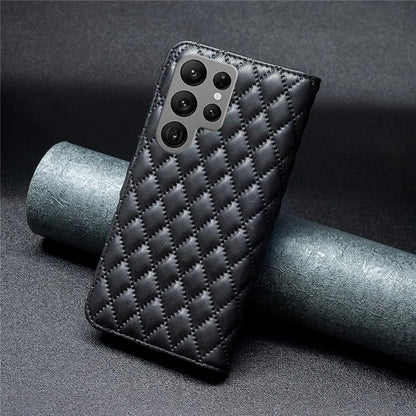 BINFEN COLOR BF Style-14 For Samsung Galaxy S24 Ultra Case Wallet Imprinted Leather Cover