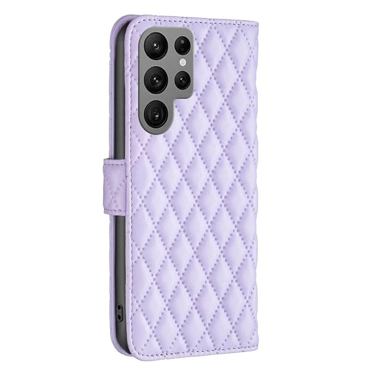 BINFEN COLOR BF Style-14 For Samsung Galaxy S24 Ultra Case Wallet Imprinted Leather Cover