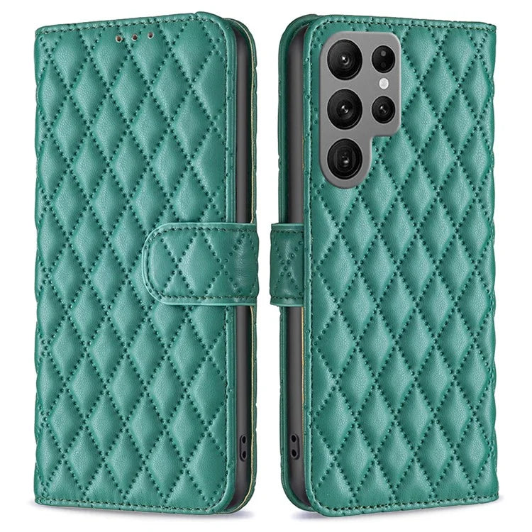 BINFEN COLOR BF Style-14 For Samsung Galaxy S24 Ultra Case Wallet Imprinted Leather Cover