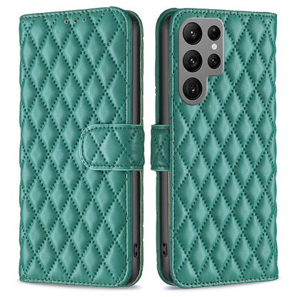 BINFEN COLOR BF Style-14 For Samsung Galaxy S24 Ultra Case Wallet Imprinted Leather Cover