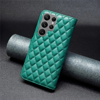 BINFEN COLOR BF Style-14 For Samsung Galaxy S24 Ultra Case Wallet Imprinted Leather Cover