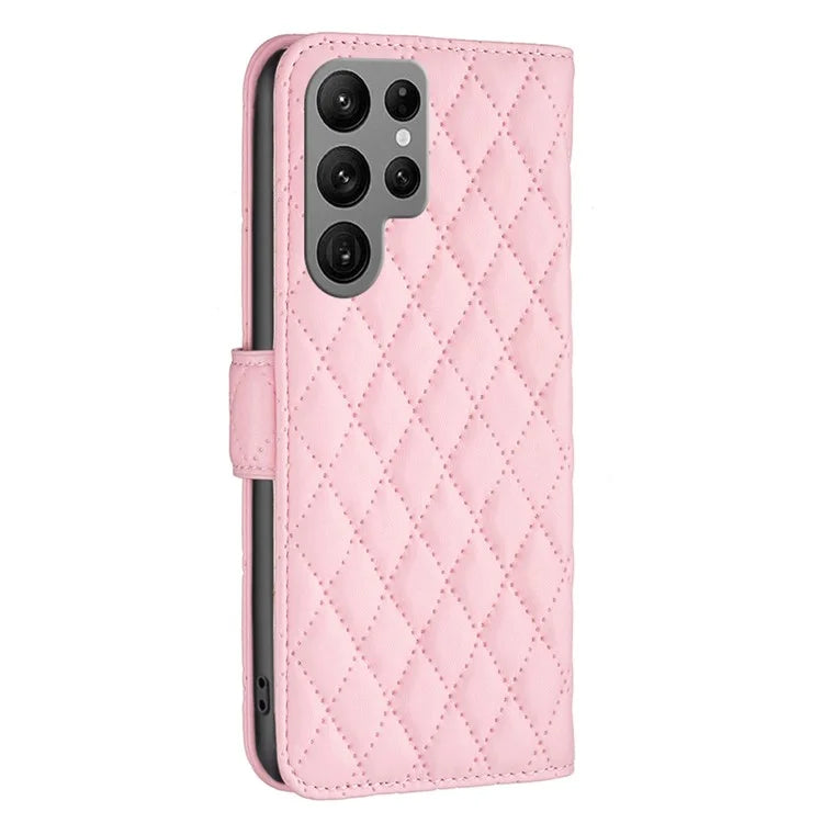 BINFEN COLOR BF Style-14 For Samsung Galaxy S24 Ultra Case Wallet Imprinted Leather Cover