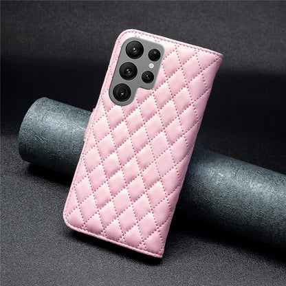 BINFEN COLOR BF Style-14 For Samsung Galaxy S24 Ultra Case Wallet Imprinted Leather Cover