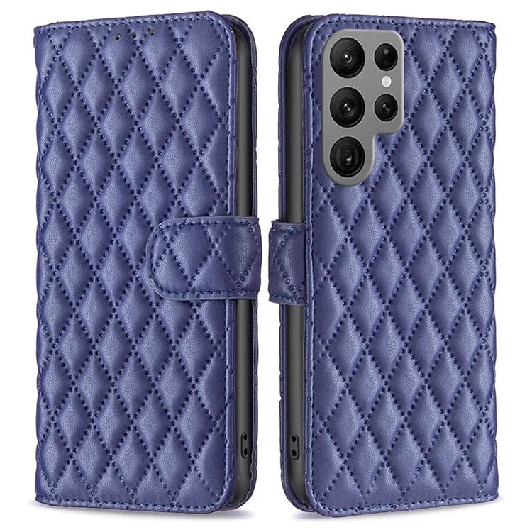 BINFEN COLOR BF Style-14 For Samsung Galaxy S24 Ultra Case Wallet Imprinted Leather Cover