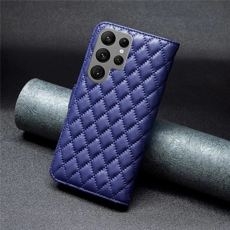 BINFEN COLOR BF Style-14 For Samsung Galaxy S24 Ultra Case Wallet Imprinted Leather Cover