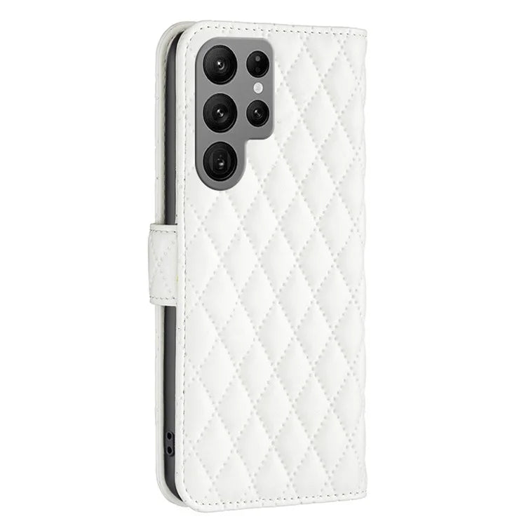 BINFEN COLOR BF Style-14 For Samsung Galaxy S24 Ultra Case Wallet Imprinted Leather Cover