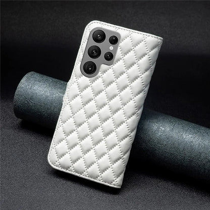 BINFEN COLOR BF Style-14 For Samsung Galaxy S24 Ultra Case Wallet Imprinted Leather Cover