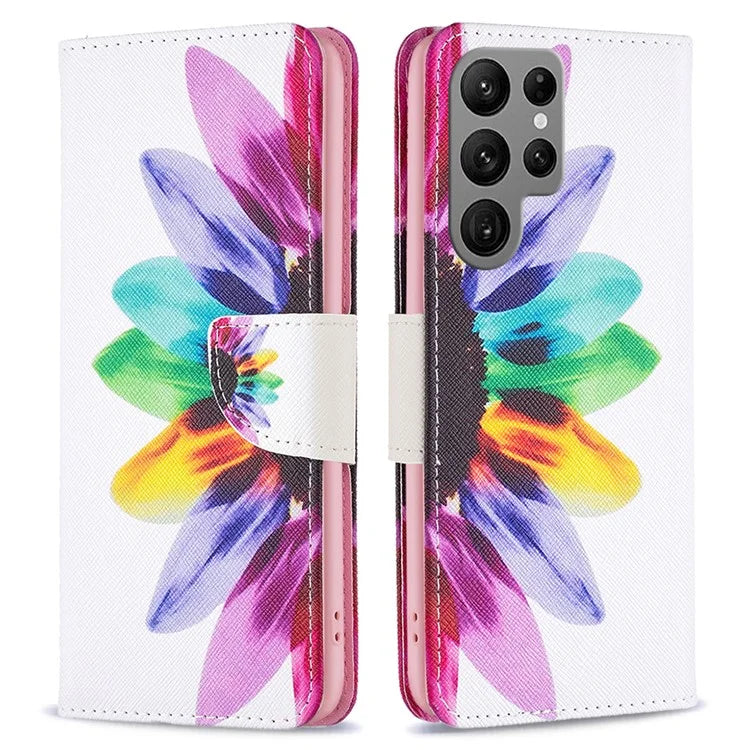 For Samsung Galaxy S24 Ultra Case Wallet Pattern Printing Phone Cover