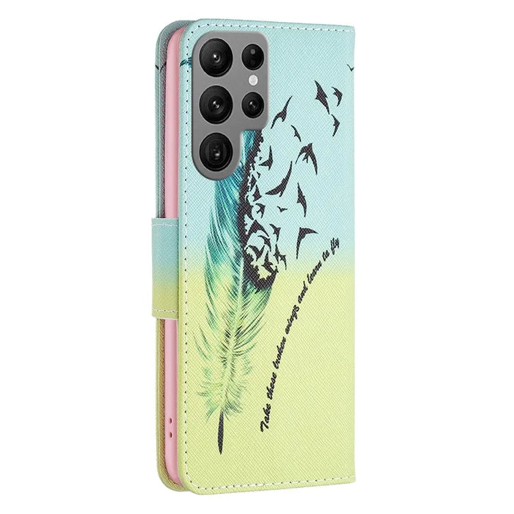 For Samsung Galaxy S24 Ultra Case Wallet Pattern Printing Phone Cover