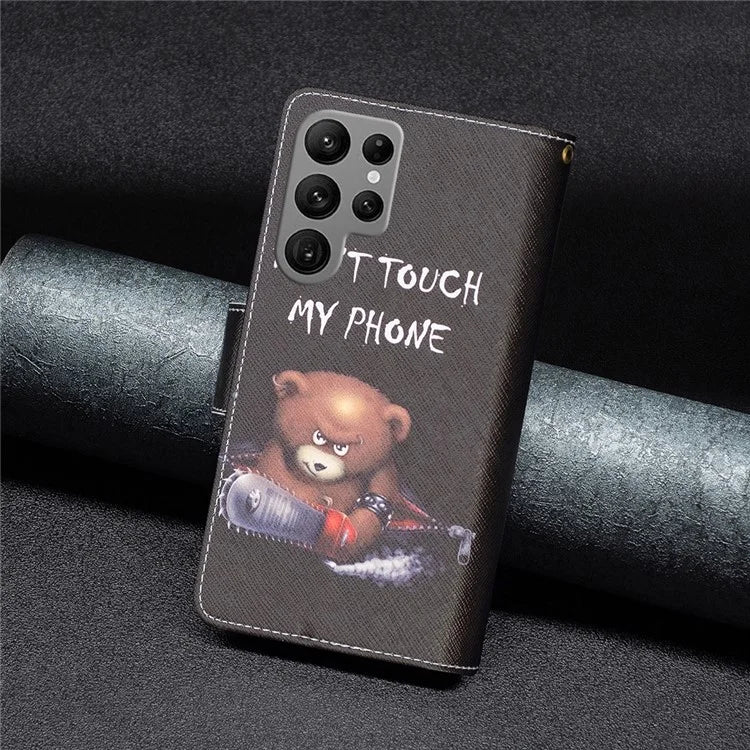 BF03 Zipper Wallet Cover for Samsung Galaxy S24 Ultra Leather Case Stand