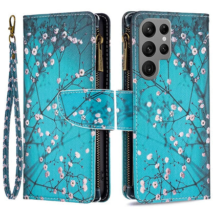 BF03 Zipper Wallet Cover for Samsung Galaxy S24 Ultra Leather Case Stand