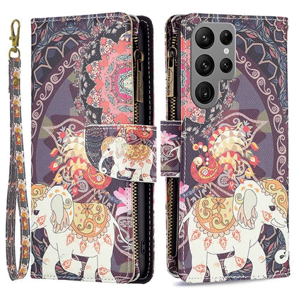 BF03 Zipper Wallet Cover for Samsung Galaxy S24 Ultra Leather Case Stand