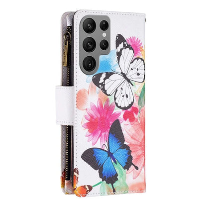 BF03 Zipper Wallet Cover for Samsung Galaxy S24 Ultra Leather Case Stand