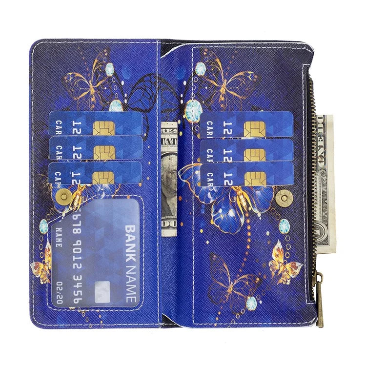 BF03 Zipper Wallet Cover for Samsung Galaxy S24 Ultra Leather Case Stand
