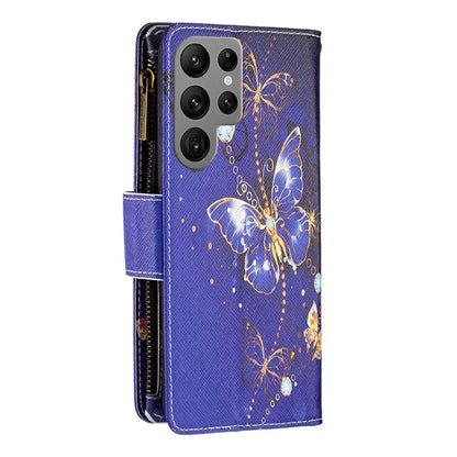 BF03 Zipper Wallet Cover for Samsung Galaxy S24 Ultra Leather Case Stand