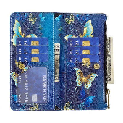 BF03 Zipper Wallet Cover for Samsung Galaxy S24 Ultra Leather Case Stand