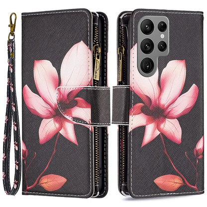 BF03 Zipper Wallet Cover for Samsung Galaxy S24 Ultra Leather Case Stand