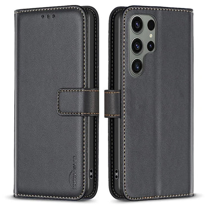 BINFEN COLOR BF17 For Samsung Galaxy S24 Ultra Leather Case Stand Phone Cover