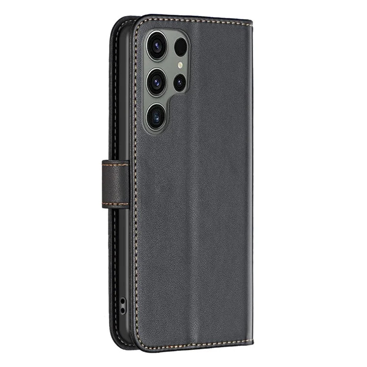 BINFEN COLOR BF17 For Samsung Galaxy S24 Ultra Leather Case Stand Phone Cover