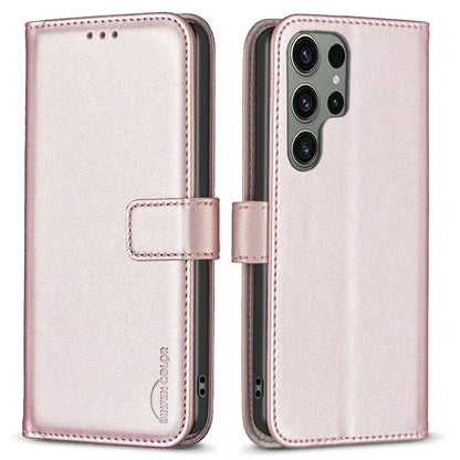 BINFEN COLOR BF17 For Samsung Galaxy S24 Ultra Leather Case Stand Phone Cover