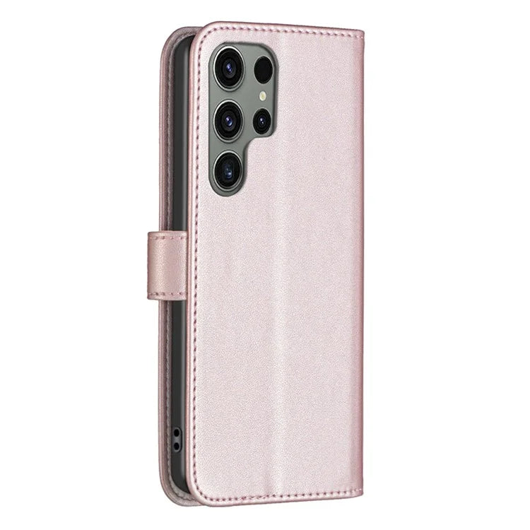 BINFEN COLOR BF17 For Samsung Galaxy S24 Ultra Leather Case Stand Phone Cover