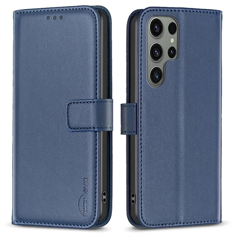 BINFEN COLOR BF17 For Samsung Galaxy S24 Ultra Leather Case Stand Phone Cover