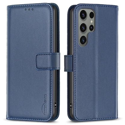 BINFEN COLOR BF17 For Samsung Galaxy S24 Ultra Leather Case Stand Phone Cover