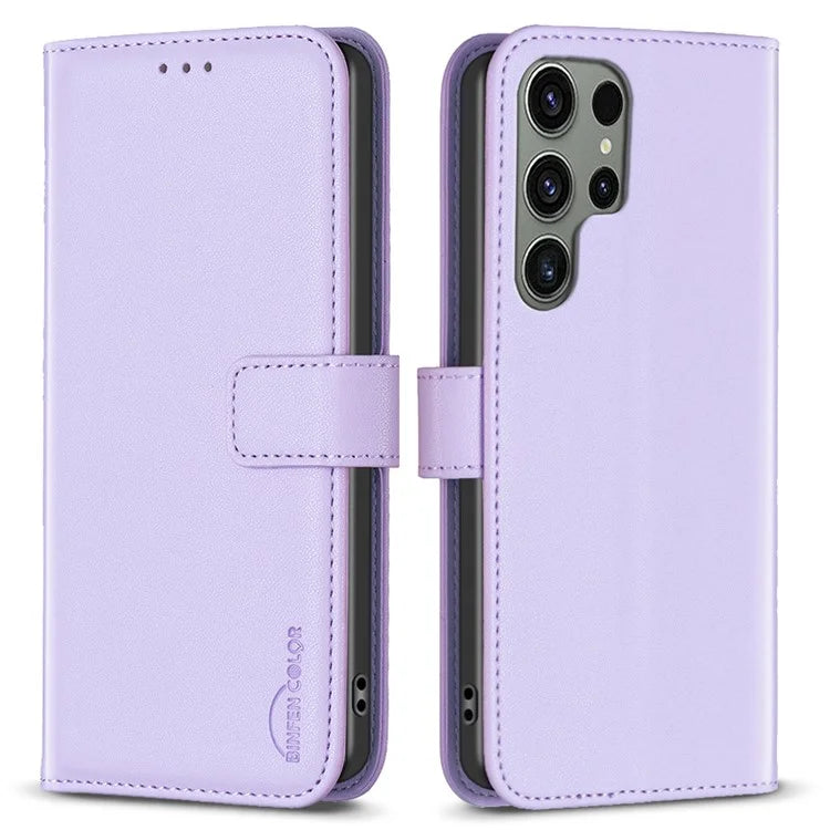 BINFEN COLOR BF17 For Samsung Galaxy S24 Ultra Leather Case Stand Phone Cover