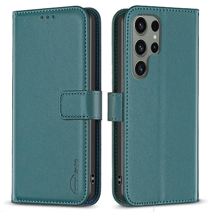 BINFEN COLOR BF17 For Samsung Galaxy S24 Ultra Leather Case Stand Phone Cover
