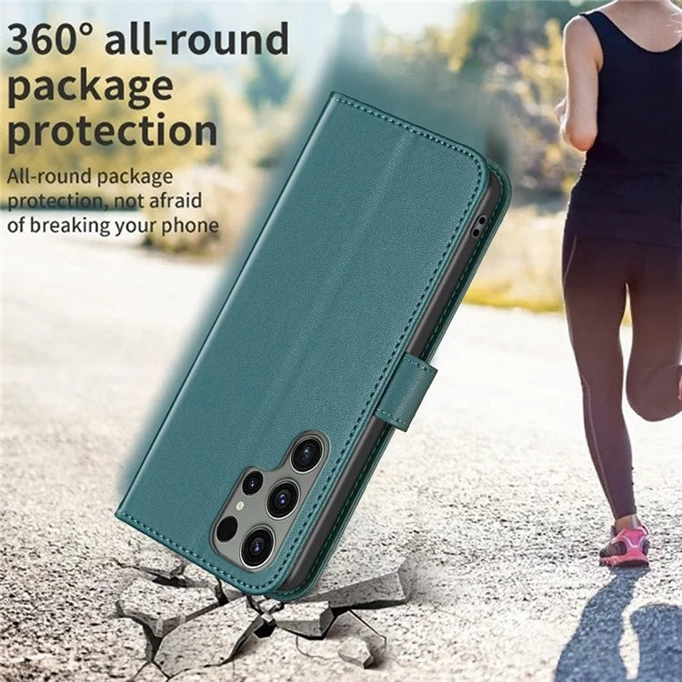 BINFEN COLOR BF17 For Samsung Galaxy S24 Ultra Leather Case Stand Phone Cover