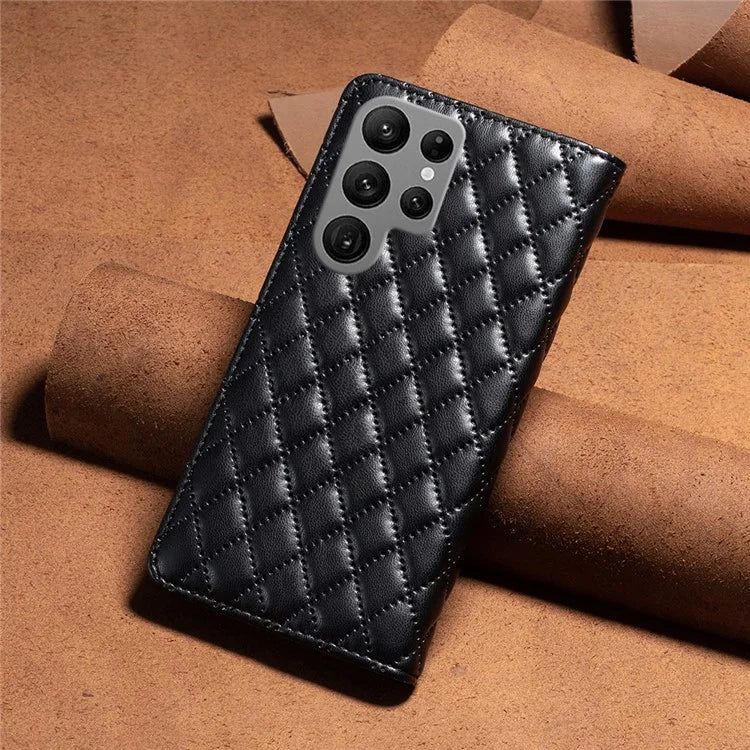 BINFEN COLOR BF Style-16 For Samsung Galaxy S24 Ultra Case Card Holder Leather Cover