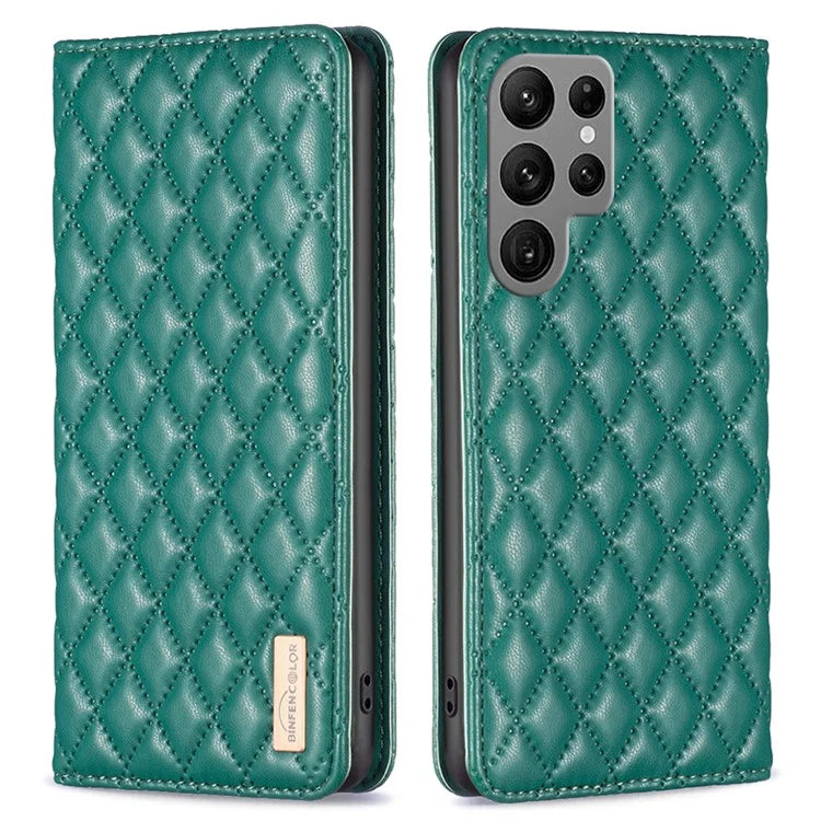 BINFEN COLOR BF Style-16 For Samsung Galaxy S24 Ultra Case Card Holder Leather Cover