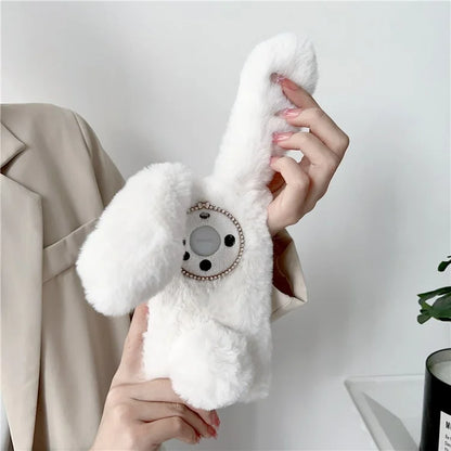 For Huawei Mate 60 Pro+ Case Flexible TPU Cute Furry 3D Bunny Ears Phone Cover