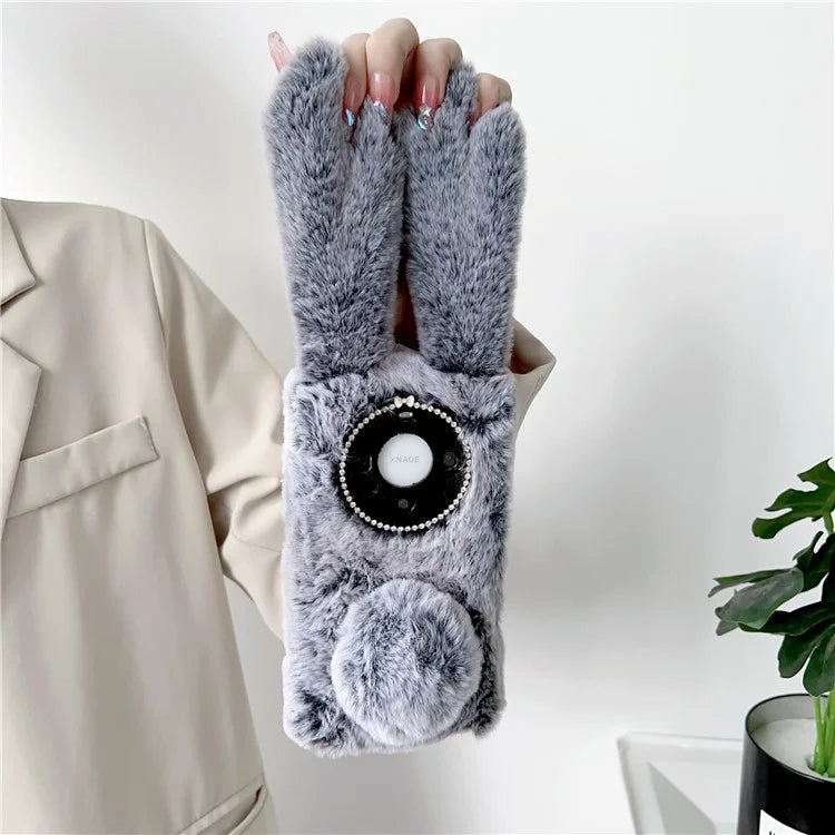 For Huawei Mate 60 Pro+ Case Flexible TPU Cute Furry 3D Bunny Ears Phone Cover